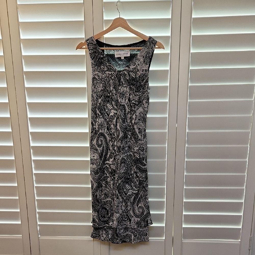 Donna Ricco Black and White Midi Dress